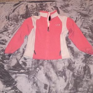 Coral / off white North Face zip up fleece